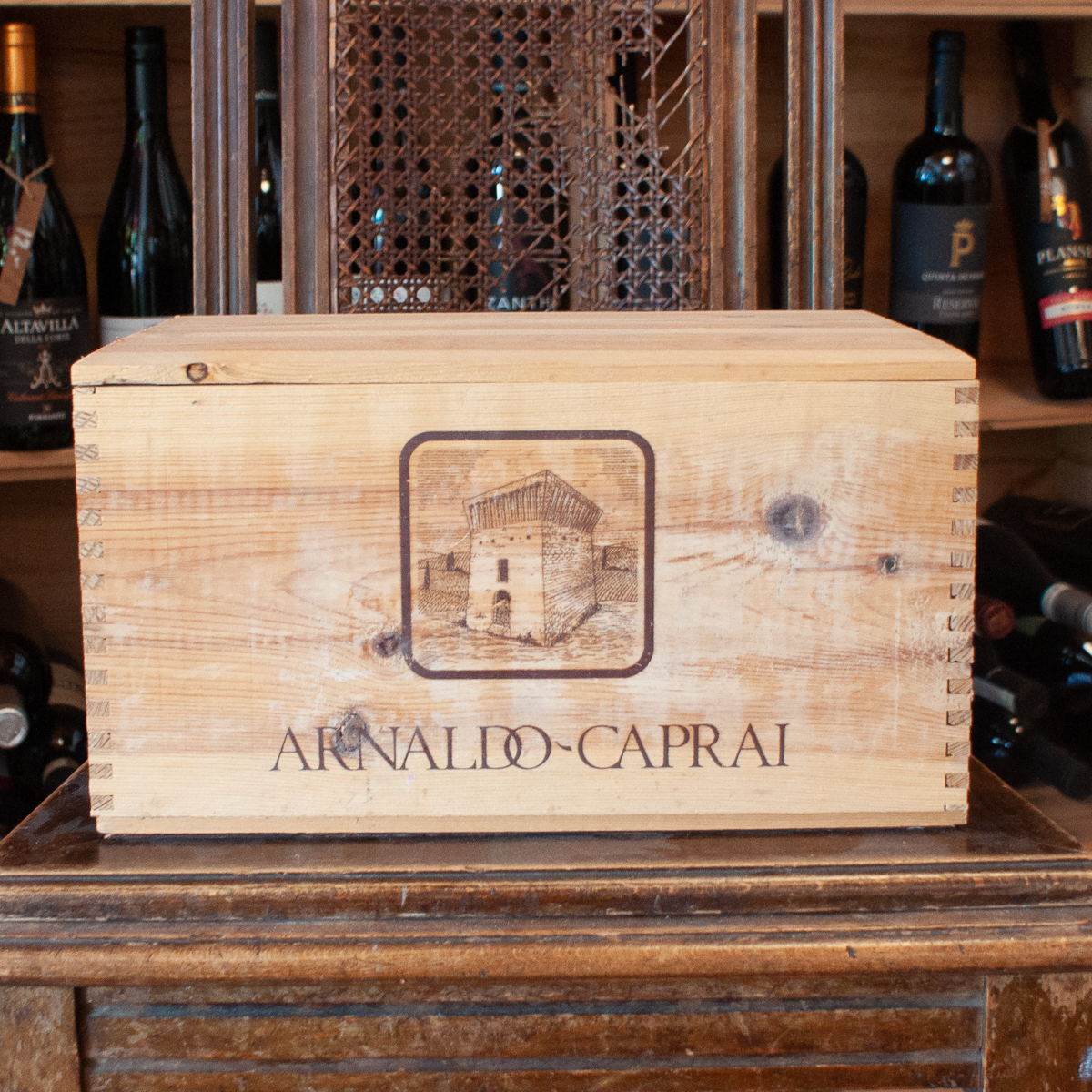 Cassetta di legno originale dell'azienda Arnaldo Caprai