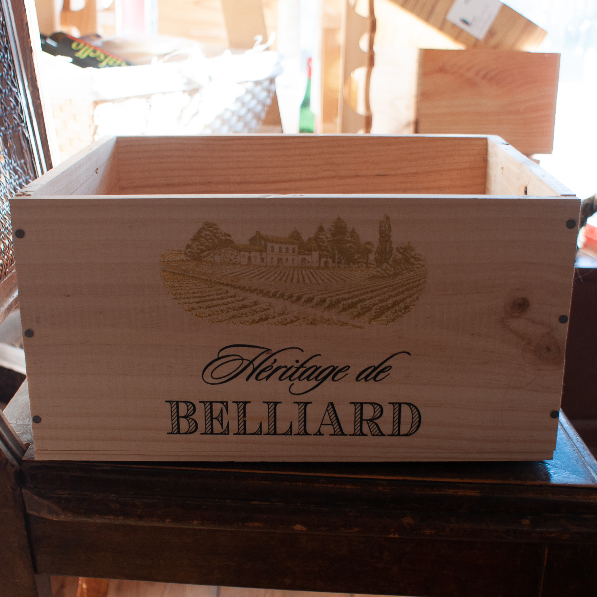 Cassetta di legno originale del Heritage de Belliard per 6 bottiglie