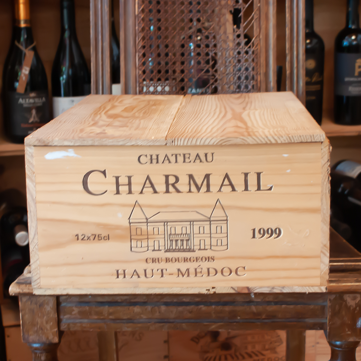 Cassetta di legno originale del Château Charmail per 12 bottiglie